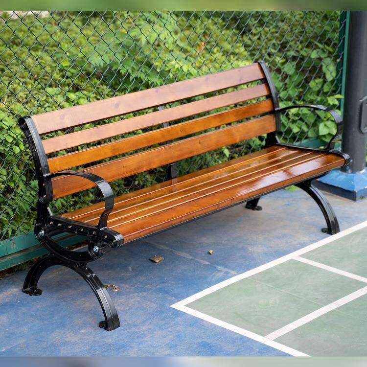 WQE公园椅户外长休闲防腐木塑长木室外凳条靠背排椅庭椅院子铸铝