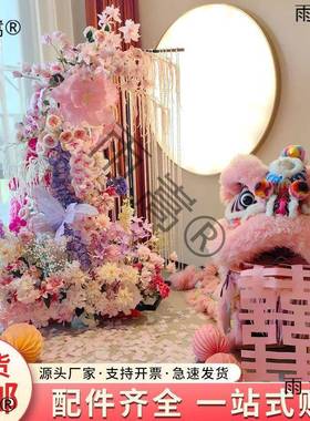 醒狮婚房置竹狮头摆布件国潮舞子狮婚礼喜编字装饰EEV新娘拍照道