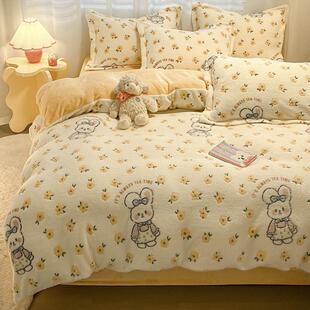 秋冬季加20251012厚雪花珊绒单被子套一整套保暖瑚绒全冬被宿舍人