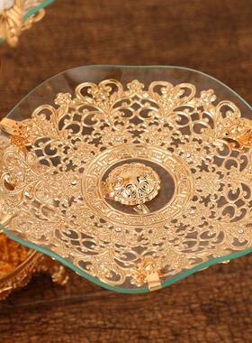 欧OSV盘水果时尚酒家居三店式盘式水果架镂空底座轻奢水果盘