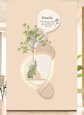 奶油风入户关装绿饰画石来运转发DK4-E1光创玄意清新植月球挂走廊