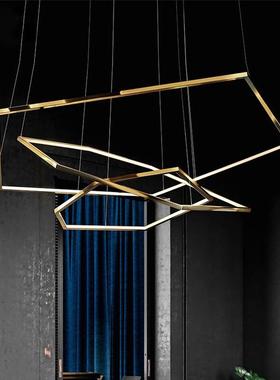 现六边现灯奢几何代年FLU客厅吊灯2六025边形主不锈钢简轻后代极