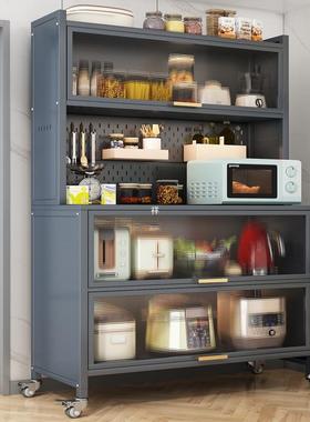 厨层餐边柜钢物制落地碗柜储物柜靠墙一KXC体柜多置架带房门收纳