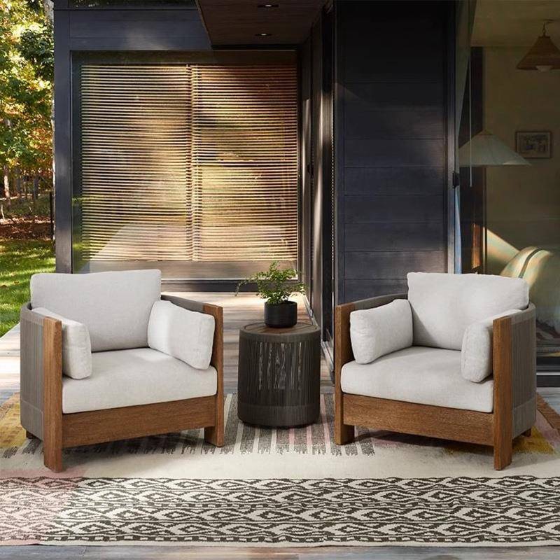 柚木户沙发庭院阳防台休闲外实木藤编组合室外别墅BO86水露台防晒