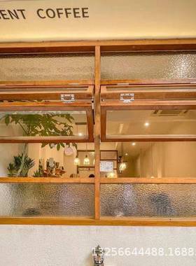 老榆木拉上下叠推窗原木网LPU红折厨房实木璃外翻窗户异玻性隔断