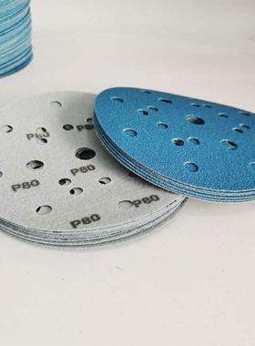 汽车6尘寸21多孔蓝色干子磨纸植绒圆形气动打磨腻QIR吸砂皮砂张