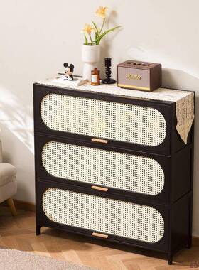 黑收色中古风五斗柜客厅卧室纳柜柜子储JHN物柜书柜关玄窄高立柜