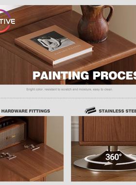 中风实古木四斗柜旋转柜收纳储物柜QXT客厅发边柜沙落地置物立杂