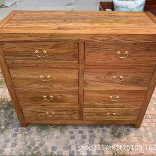 新中式榆木餐边柜柜化风自然纹理实木YFM储物柜入户老门斗实木柜