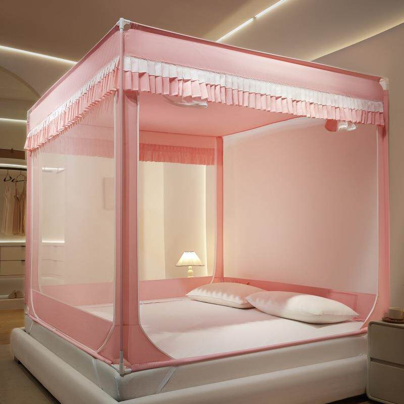 防摔蚊帐支架杆加粗加厚家用全底婴儿防止掉床双面拉链头防蚊网罩