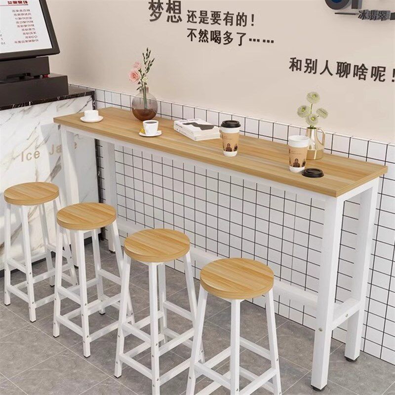 吧台桌靠墙家用客厅奶茶店高脚桌简约酒吧桌椅组合长条桌窄桌子