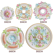 穹顶棚顶圆盘 饰线法式 Pu灯盘欧式 吊顶灯池仿石膏圆形灯座天花板装