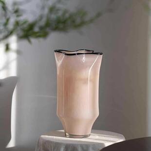 粉色玻璃花瓶高级感现代简约风家居装饰摆件客厅插花水培鲜花绿植