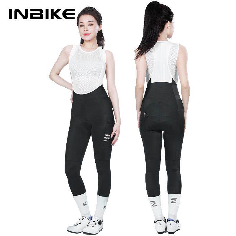 INBIKE新款背带裤女款春夏季带口袋公路自行山地车骑行背带裤高腰