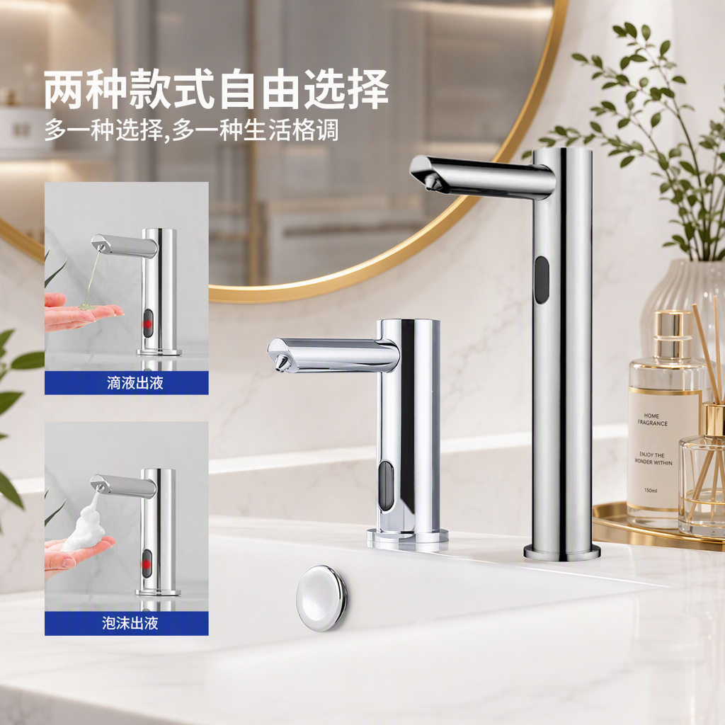 镀铬感应式给皂器全自动泡沫型皂液器台式智能滴液型感应皂液器