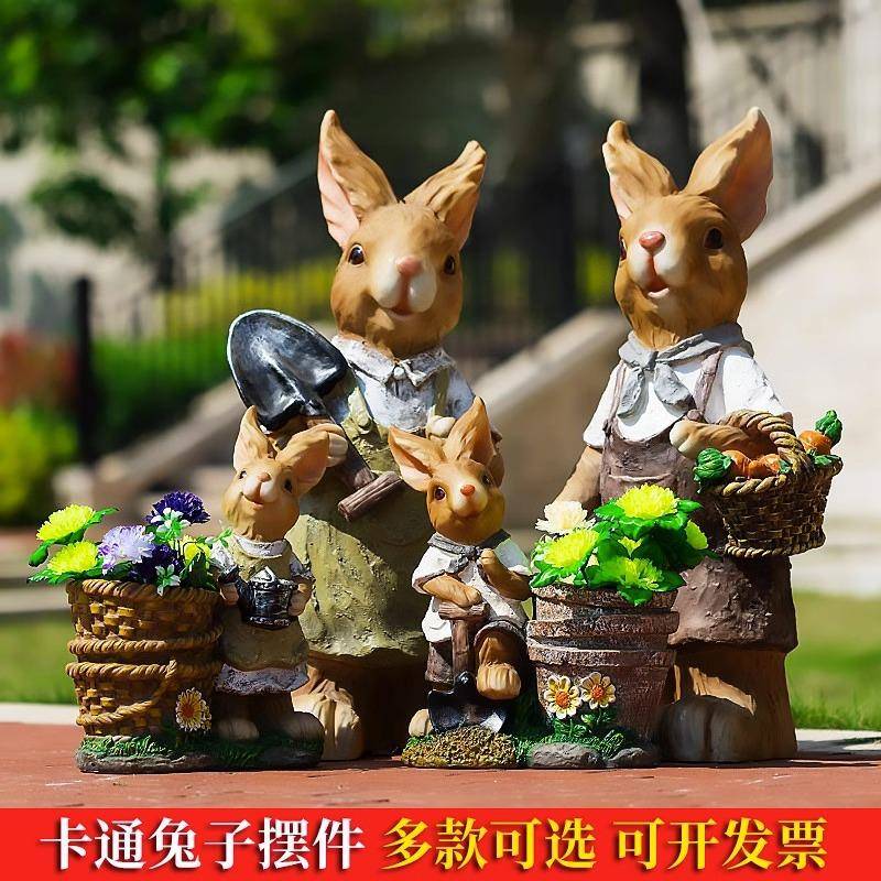 卡通动物彼得兔模型摆件田园庭院草坪景观花园树脂工艺品雕塑户外