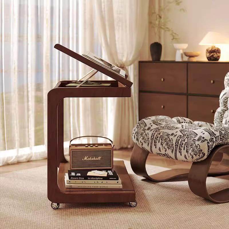 沙发边几实木可移动茶几翻盖边几桌子卧室小茶台C型角几床头柜