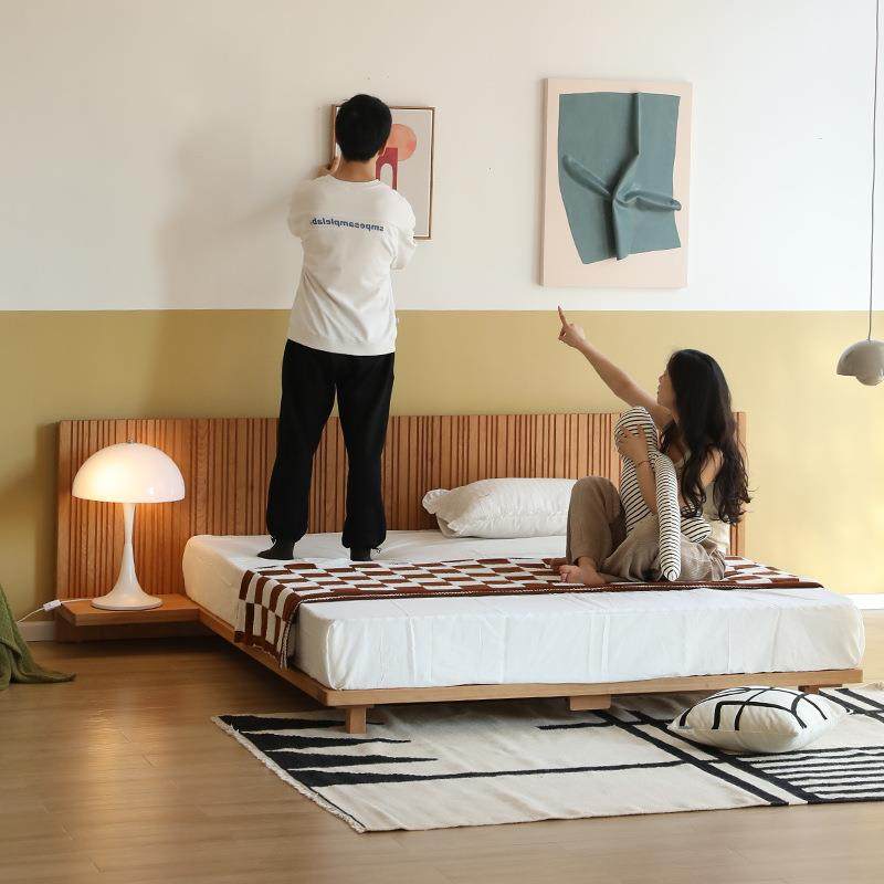 北欧日式榻榻米实木床简约靠背一体式矮床主卧1.8米樱桃木双人床,工业油品/胶粘/化学/实验室用品,其他实验室设备,淘宝优惠券,粉丝福利购,淘宝优惠卷