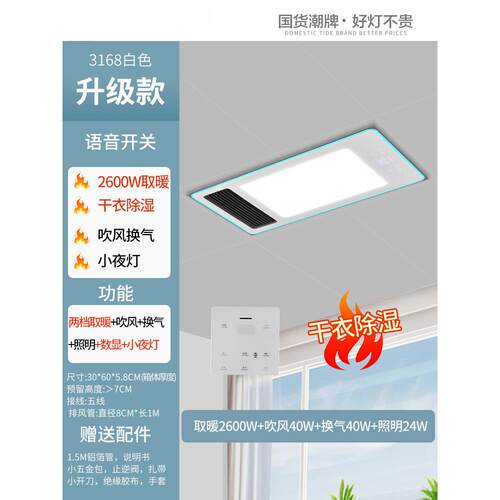 厨房吊顶吸顶灯新款照明换气浴室卫生间led平板灯503P
