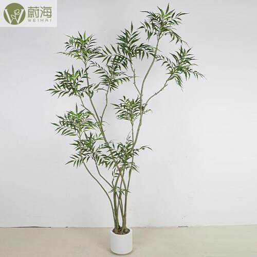 仿真黄天竺树绿植南天竹家居落地竹子客厅高端摆件摄影道具