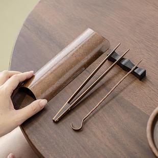 手工仿古纯紫铜茶则四件套茶铲茶匙茶拨铜艺茶道配件日式茶配件