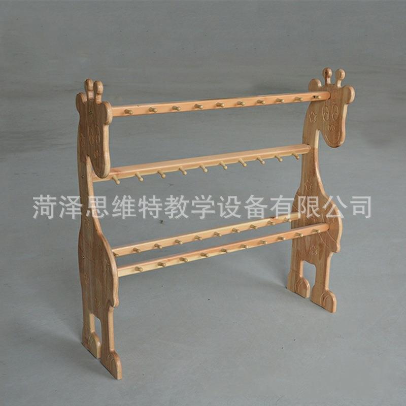 儿童幼儿园小鹿拆装实木毛巾架专用原木色口杯架收纳架小鹿造型