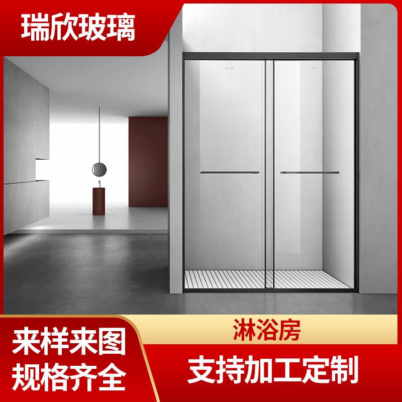 供应固定隔断浴室玻璃防爆玻璃不锈钢窄边一字型简约淋浴房
