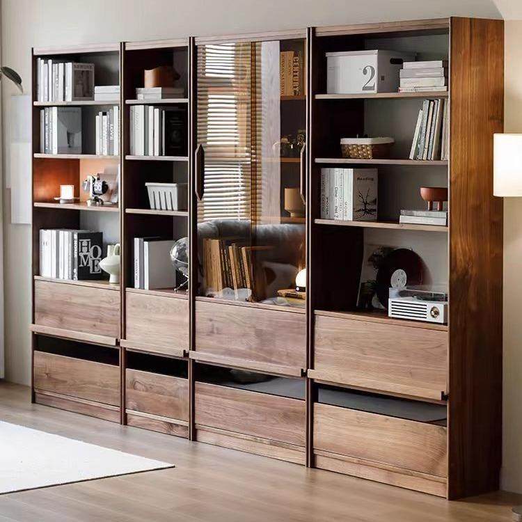 北美黑胡桃木书柜全实木客厅整墙组合柜日式落地书架收纳柜展示柜,工业油品/胶粘/化学/实验室用品,其他实验室设备,淘宝优惠券,粉丝福利购,淘宝优惠卷