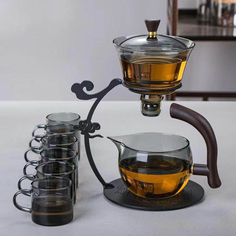 灯宫黑透玻璃茶具套装中式客厅自动冲茶器铁艺竹木底座泡茶器套装,鲜花速递/花卉仿真/绿植园艺,割草机/草坪机,淘宝优惠券,粉丝福利购,淘宝优惠卷