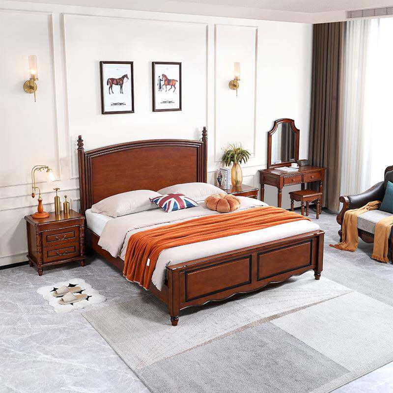 美式乡村实木床简约箱体床1.8米卧室家具组合气压高箱储物双人床