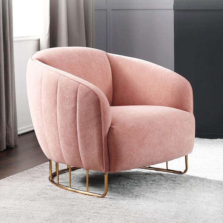 美式布艺软包单人沙发金属底座休闲椅客厅样板房设计师影楼接待椅