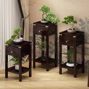 客厅落地式多层中式花架非实木置物架阳台加宽台面高级感造型花架