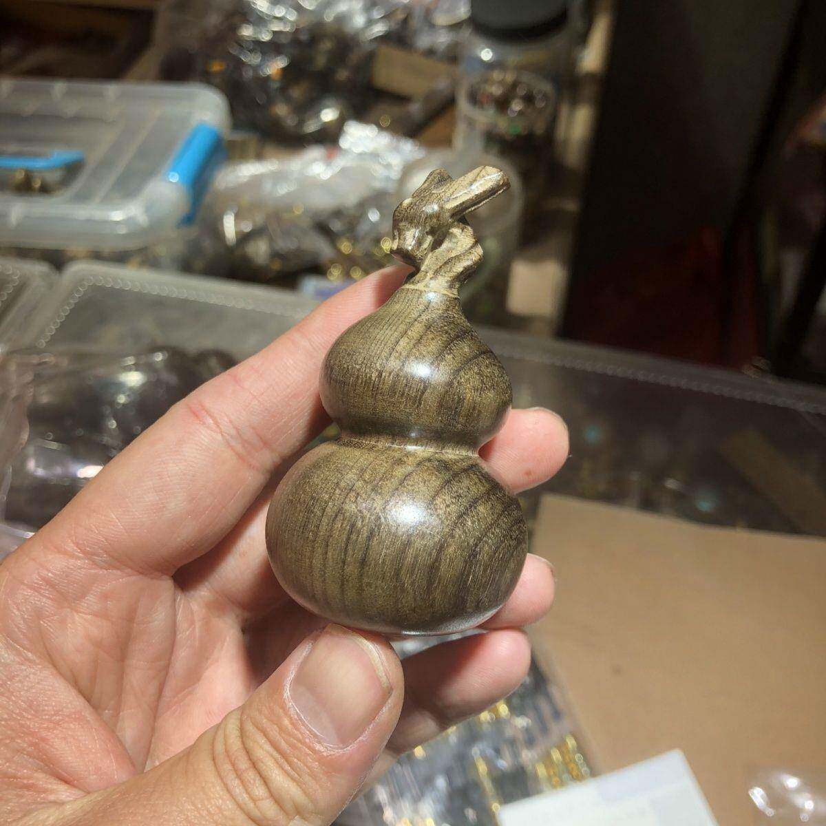 金丝楠木阴沉木雕龙头葫芦手把紫皮把玩精品实木汽车挂件工艺品