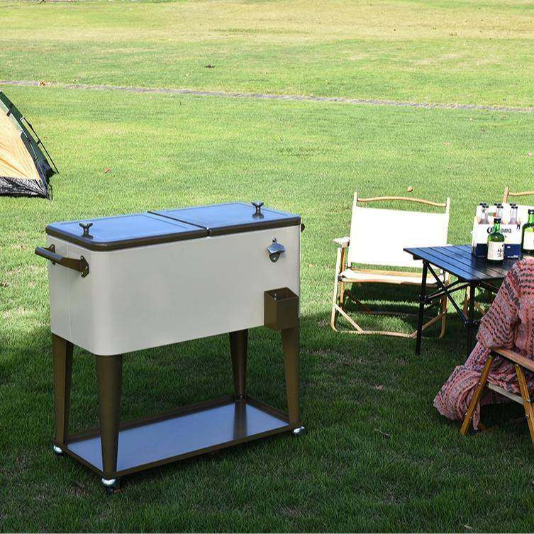 户外金属保温推车露营车保温箱冰桶可定80QT/75L
