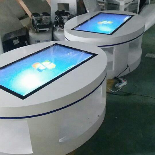 玻璃钢工艺圆形茶几电容屏科密电容触摸屏显示液晶触摸茶几批发