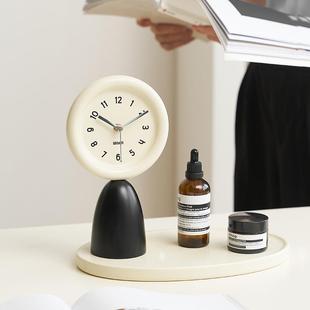 wozoom屋准家居奶油风客厅桌面时钟摆件玄关座钟托盘电视柜装饰品