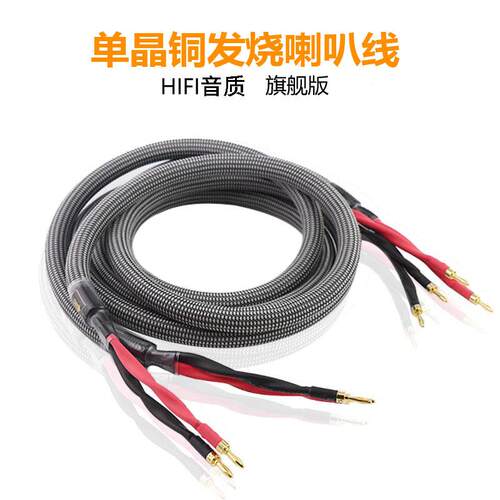 AudioXSOCC单晶铜发烧级喇叭线音响专用连接线香蕉插头HIFI音箱线