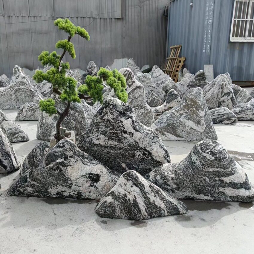 公园自然景观石天然雪浪石浪淘沙枯山水原石泰山石片石厂家组合