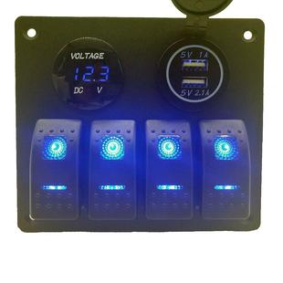 热销5P翘板开关电压数显表/车充3.1A改装车面板组合车船配件