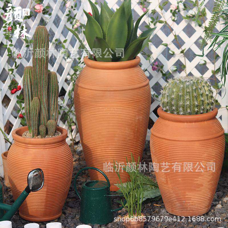 景观庭院陶罐组合花园装饰陶器粗陶盆红泥盆瓦罐外贸陶罐花盆