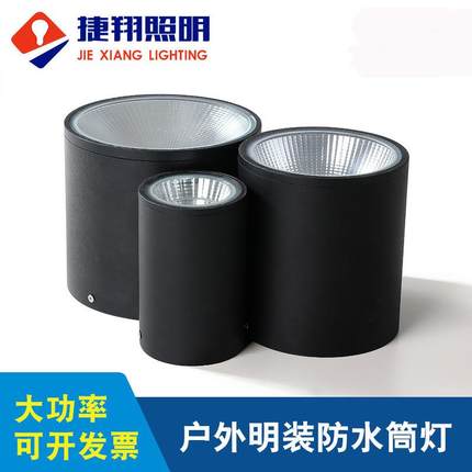 LED防水明装筒灯2030W户外吸顶灯走廊过道雨棚天棚防水灯明装筒灯