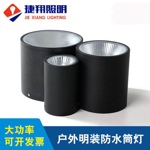 LED防水明装筒灯2030W户外吸顶灯走廊过道雨棚天棚防水灯明装筒灯