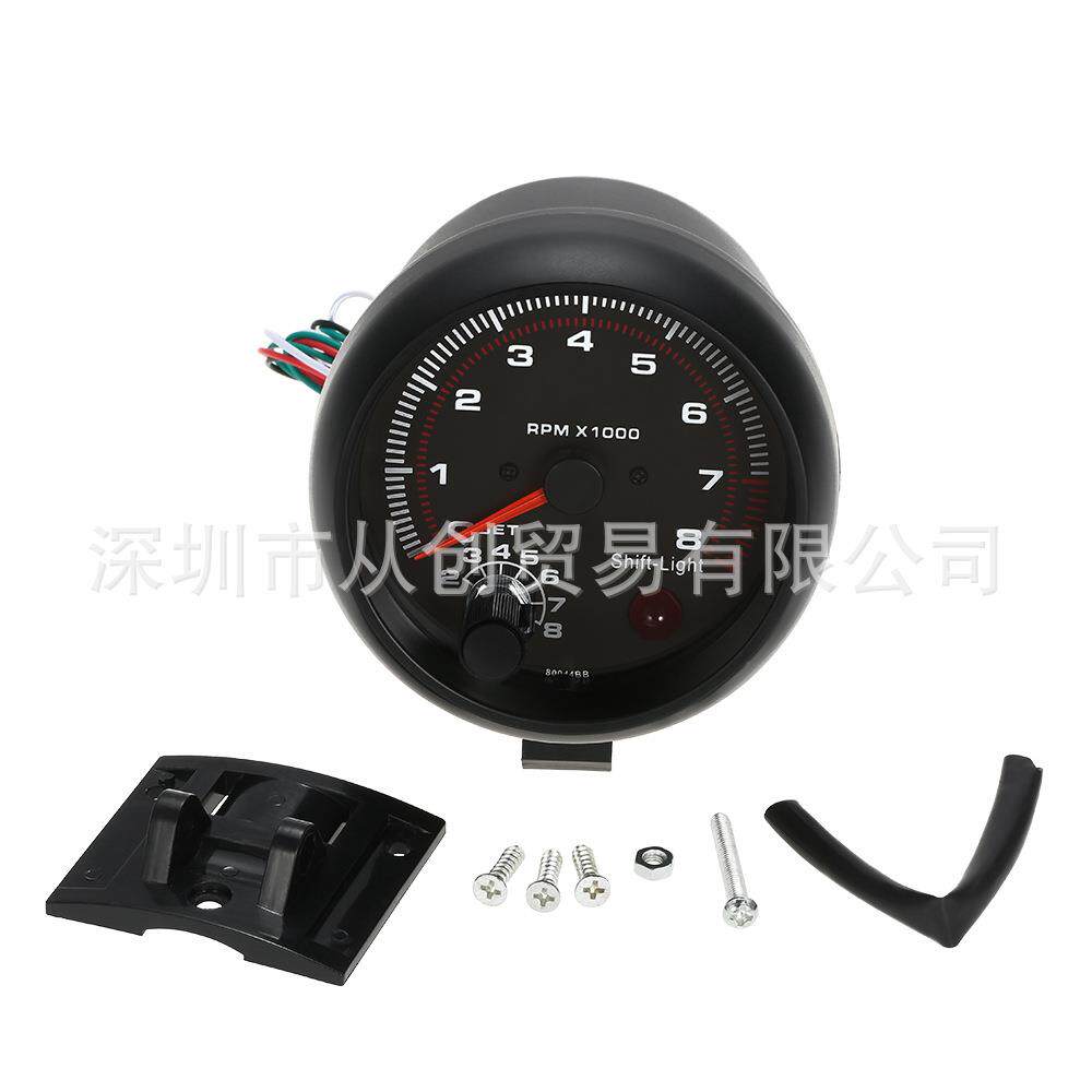 3.75“汽车改装仪表黑色白光转速表0-8000指针转速表