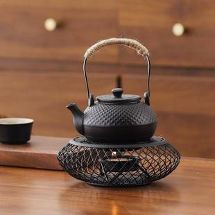 围炉煮茶套装酒精炉网红黑陶罐罐煮茶提梁壶蜡烛温茶器铁笼炉户外