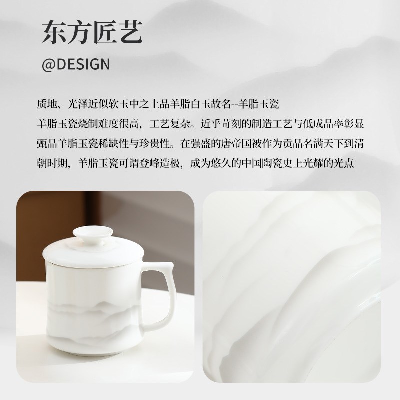 陶瓷水杯带盖子家用喝水马克杯主人杯高端个人专用办公室功夫泡茶