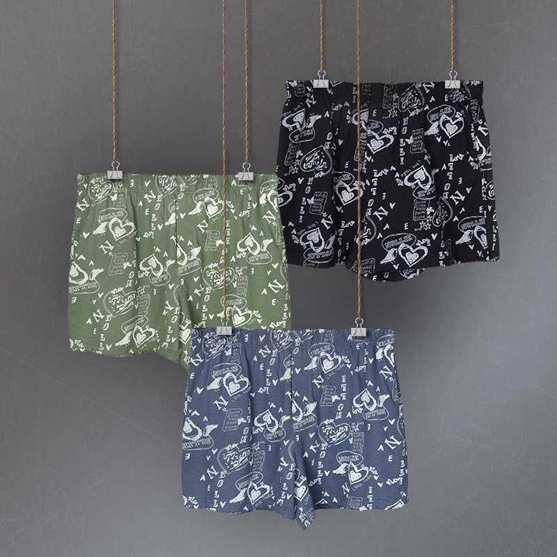 全棉阿罗裤男平角内裤男士宽松加肥加大四角个性纯棉大码居家青年