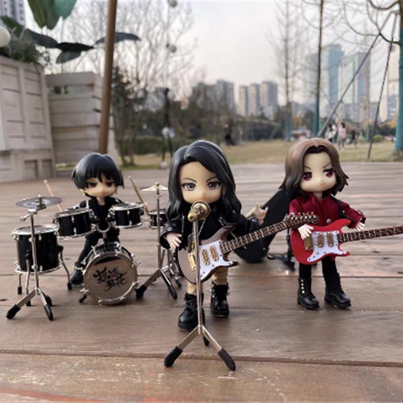 迷你架子鼓模型摆件电吉他古典吉他民谣吉他电子琴家装饰生日礼物