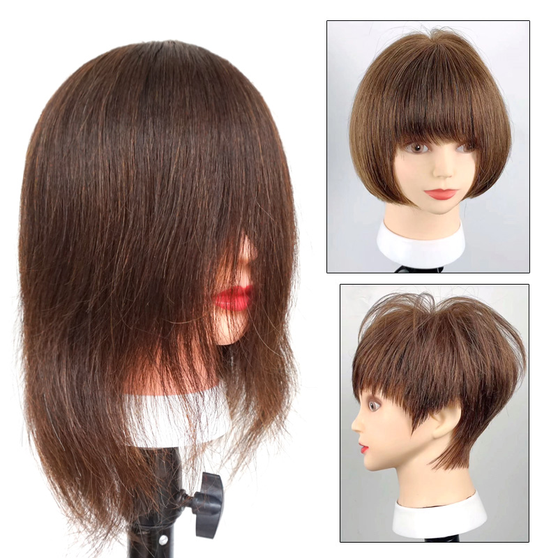 美发头模全真发模特头假人头短发可烫染全真人发头模理发剪发专用