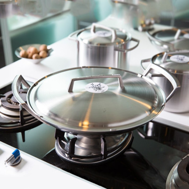 OQO欧克欧鹰士32cm炒锅一体成型三层底不锈钢尖底炒锅然气可用