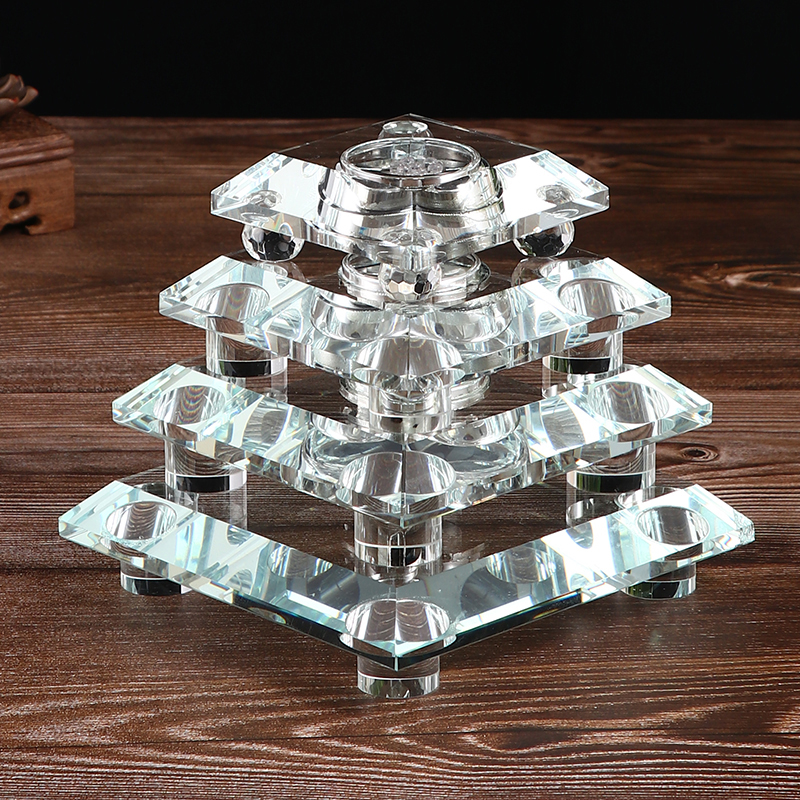 LED七彩水晶灯座宝箧印陀罗尼塔佛塔佛像舍利塔摆件发光水晶底座